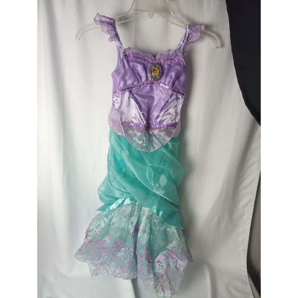 Disney Store Ariel Little Mermaid Costume Dress Girls Size S 5/6 Purple Aqua
